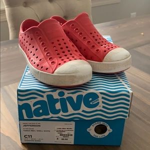 Red Jefferson Native shoes, size 11